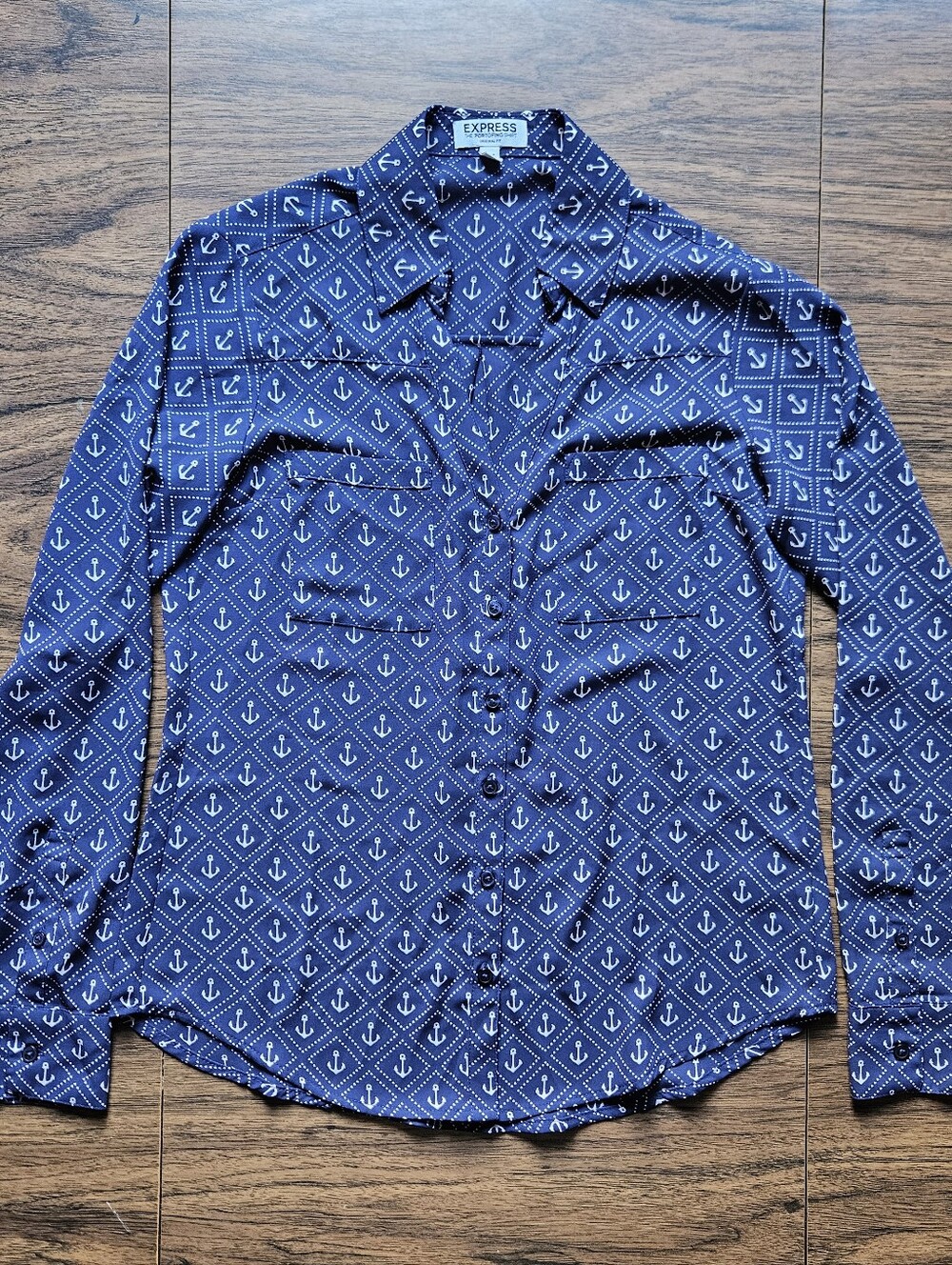 Express Portofino Shirt Navy Blue Anchor XSmall